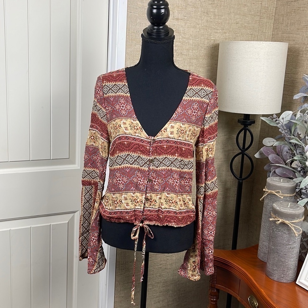 SADIE and Sage Top Size Small Bell Sleeve Prairie Rustic Peasant Boho